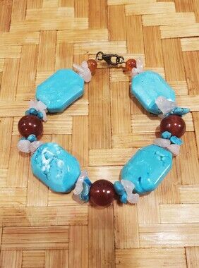 Turquoise Carnelian Sterling silver bracelet